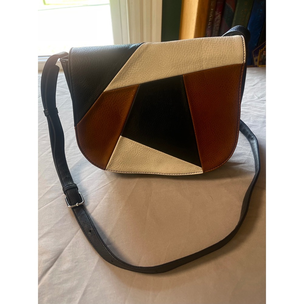 Carlos by Carlos Santana Crossbody Bag Black Brown Cream Geometric Colorblock